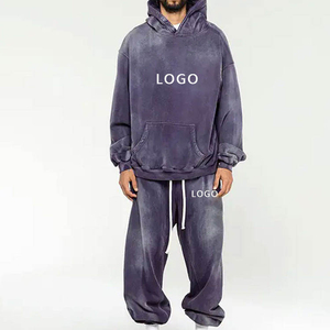 OEM personnalisé lavé à l'acide léger sport course à pied jogging survêtement respirant à capuche solide logo coton Quickdry ensembles - Product Image 1