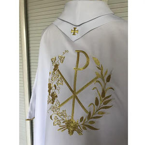 Chasuble de prêtre en polyester blanc chasuble de broderie d'or 2025 sur mesure de haute qualité nouveau design chasuble brodé - Product Image 5