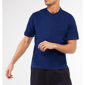 T-shirt bleu personnalisé conception la plus récente de haute qualité hommes t-shirt à manches courtes t-shirts style uni décontracté homme t-shirt - Product Image 1
