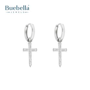 Pendientes colgantes de Cruz ondulada chapados en oro de 18 quilates de Plata de Ley 925 hechos a mano para hombre - Product Image 4