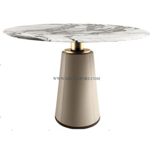 Table basse en marbre blanc de haute qualité au design classique Table d'appoint décorative moyenne polie à l'or fait main - Product Image 1