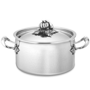 Casserole en cuivre martelé de qualité supérieure avec couvercle, poignée en laiton, bouton décoratif en forme d'oiseau, idéale pour la cuisine, le service, la maison, la cuisine, l'hôtel, ensemble - Product Image 1