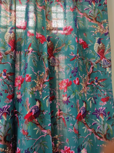 Venta caliente 100 por ciento de algodón elegante pájaro impreso cortinas bellamente diseñado tamaño personalizado cenefas precio al por mayor - Product Image 3