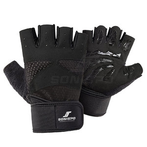 New Summer Half Finger Leather Gym <b>Gloves</b> for <b>Weight</b> Lifting Non-Slip Unisex Made in Pakistan - Product Image 1