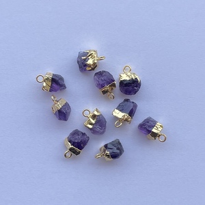 Colgante de conector de piedra en bruto de amatista Natural en plata de ley 925 con galvanoplastia de oro piedra cruda joyería de tendencia 2025 - Product Image 4