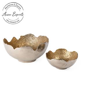 Grand bol en verre artisanal de qualité de luxe avec branche florale finie en or utilisé pour servir et centre de Table - Product Image 2