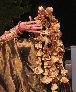 Punjabi Paranda Bridal Wedding Wear Hair Accessory Golden <b>Gota</b> Hair Braid Indian Jewellery Parandi Gift for Women Party Favor - Product Image 5