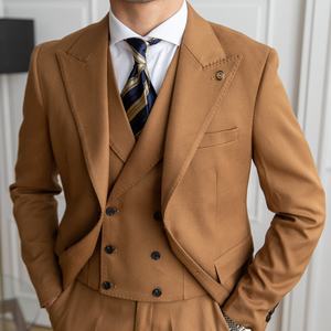 Costumes d'affaires italiens pour hommes de haute qualité, prêts à être expédiés, 3 pièces, <span class=keywords><strong>bleu</strong></span> marine uni, costumes de mariage, blazers - Product Image 5