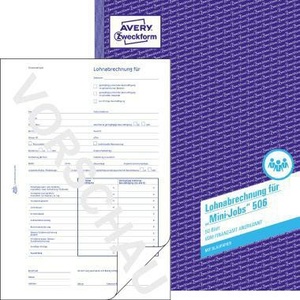 Avery Zweckform DIN A4 Formulario de nómina sin carbonatación 1 copia 50 hojas - Product Image 1