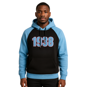 1938 Jack e Jill of America nero maniche Raglan felpa blu ciniglia ricamo nero organizzazioni civiche e professionali - Product Image 1