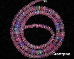 สร้อยคอทรงลูกปัดโอปอลธรรมชาติ 16 นิ้ว สีชมพู หลากสี หลากประกาย  สไตล์ลำลอง สำหรับทุกเพศ  อัญมณีคุณภาพเยี่ยม เหมาะสำหรับวันครบรอบแต่งงาน - Product Image 2