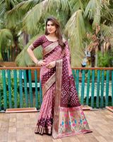 El último diseñador Bandhej Paithani Silk Heavy Saree con piezas de blusa Nueva colección Ropa india y pakistaní