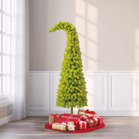 Sapin de Noël artificiel pré-éclairé unique en vert épicéa avec lumières LED blanches chaudes pour la décoration des vacances