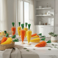 Figurines de carottes miniatures, ornements orange, décoration de table à domicile, décoration de Pâques, mini carotte décorative, faux brosse à bouteille en sisal, carotte