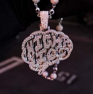 Colgante de Letra Inicial con Diamante Moissanite de Plata 925, Colgante Personalizado con Baño de Rodio Inspirado en el Hip Hop para Hombre - Product Image 4
