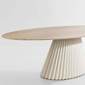 Mesa de Comedor Elíptica Extensible y Estable con Sistema Plisado, Mesa Ovalada de Madera Ensamblada con Lazy Susan para Cocina - Product Image 4
