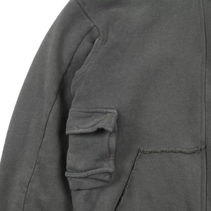 Personalizado de invierno de algodón pesado de punto Vintage en blanco chaquetas con capucha para hombre Borde crudo desgastado lavado Cargo bolsillo sudaderas con capucha - Product Image 3
