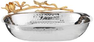 Butterfly Square Serving <b>Bowl</b> Tray Silver Gold Decorative <b>Metal</b> <b>Bowl</b> for Home Dining - Product Image 2