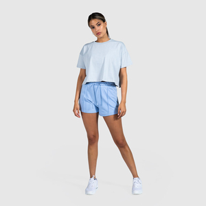 Top corto de algodón de talla grande para mujer de alta calidad LOGO personalizado verano liso teñido gimnasio entrenamiento Fitness ropa recortada camisetas - Product Image 6