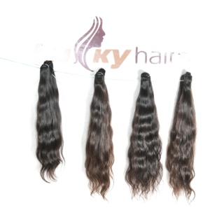 Extensions de cheveux humains ondulés à vague naturelle brute non traitée indien cuticule alignée Machine Double trame couleur noire - Product Image 4