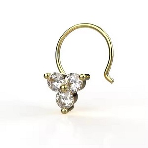 14KT Yellow <b>Gold</b> Certified Trendy Rose <b>Gold</b> Lab Grown Diamond <b>Nose</b> Pin Stylish Floral Design Fine Piercing Jewelry For Women - Product Image 1