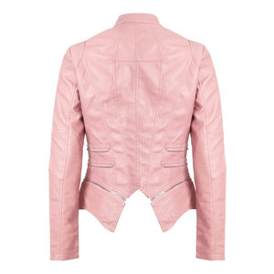 Wholesale Custom Made Real Sheepskin Women pink Leather <b>Jacket</b> <b>Vintage</b> Zipper Style Faux Leather Biker <b>Jacket</b> - Product Image 2
