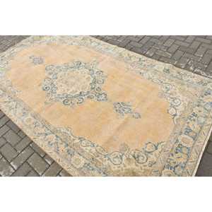 พรมวินเทจ ขนาด 5.3x9.4 ฟุต พรมสีน้ำเงินลายตะวันออก ทำจากขนสัตว์ - Product Image 4