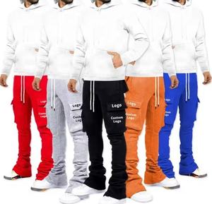 Ensemble pantalon de survêtement évasé et sweat à capuche jogging vintage avec logo personnalisé Streetwear survêtements lavés à l'acide - Product Image 4