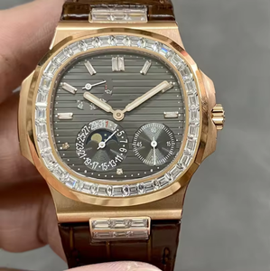 Montre analogique pour homme avec bracelet en cuir platine, boîtier en acier inoxydable de haute qualité, mouvement mécanique SEIKO, luxe - Product Image 2