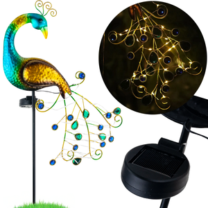 Lámpara Solar con Forma de Pavo Real, Decoración LED Luminosa, Luz Solar para Jardín - Product Image 1