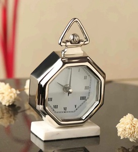 High Quality Silver Finished Modern Eco-Friendly Italian <b>Table</b> Clock Tabletop Decorative Show Pieces for Home Living Room Office - Product Image 5