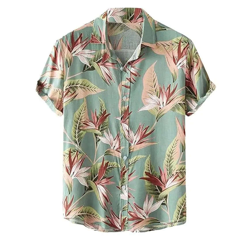 الأفضل مبيعًا قميص رجالي صيفي للشاطئ كاجوال مطبوع للبيع بالجملة بسعر المصنع المنخفض مقاس كبير قميص رجالي للشاطئ