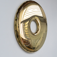 Décoration intérieure, art moderne de luxe, sculpture murale en acier inoxydable poli miroir, écologique, artisanat mural en forme de cercle
