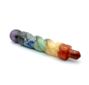 Chakra Stone Bonded Twisted <b>Wand</b> with Rounded Top - 5 Inch for Chakra Healing, Meditation & <b>Crystal</b> Therapy - Product Image 2