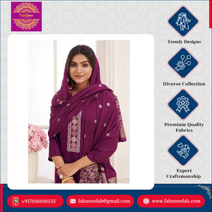 Vêtements de fête de créateur de qualité supérieure soie verticale en viscose lourde avec crêpe intérieure et travail à la main bas et ensemble Dupatta Kurti - Product Image 6