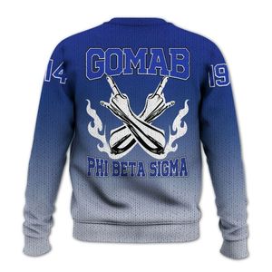 Phi Beta Sigma 1914 Acrílico Tejido Azul Blanco Suéter Chenille Letras griegas Sigma Beta Fraternidad Ropa griega - Product Image 4