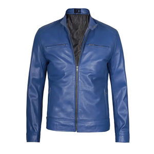 เสื้อแจ็คเก็ตหนังสำหรับผู้ชาย เสื้อแจ็คเก็ตขี่ม้าฤดูหนาว เสื้อแจ็คเก็ตหนังวัวแท้ 100% แบบเรียบง่าย ผสมผสาน พร้อมซิป - Product Image 2