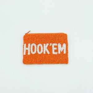 กระเป๋าลูกปัดคาวบอยสีส้มสีขาวกระเป๋าใส่เหรียญทำมือแบบตะวันตกขนาดเล็กมีซิปวัสดุผ้าใบที่ปิด - Product Image 1