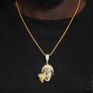 S925 Moissanite rapero cabeza colgante con taza - Product Image 3