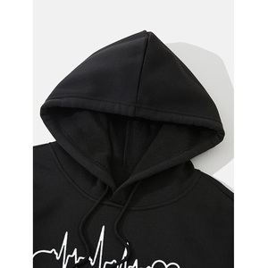 Precio al por mayor de 100% algodón de manga larga hombro pendiente cuello redondo impreso cómodo de talla grande Sudadera con capucha para hombre - Product Image 3