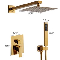 Ensemble de douche mural encastré moderne en acier inoxydable avec douchette pluie et robinets doseurs pour lavabos de salle de bain