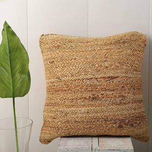 Funda De Almohada cuadrada clásica hecha a mano de yute 100%, diseño de rayas ecológico, tejido extraíble, lavable, con cremallera, decoración de cojines - Product Image 2