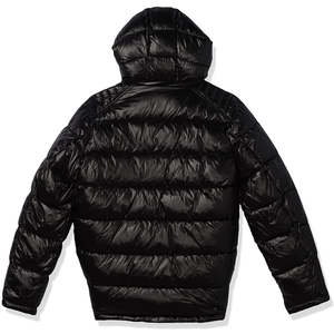 Lightweight <b>Black</b> Puffer Jacket Warm Quilted Padding Waterproof Windproof Breathable Fleece-lined Hooded Design Full Zip <b>Men</b> - Product Image 2
