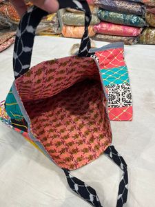 Wholesale Price Bohemian Style Women's Jhola Bag Fashionable Open Cotton Two Custom Size Patchwork Leather Shoulder Purse - Product Image 3