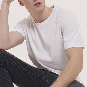 100% T-shirt en coton peigné pour hommes et femmes Logo personnalisable T-shirt uni T-shirt solide coupe régulière pour hommes et garçons - Product Image 2