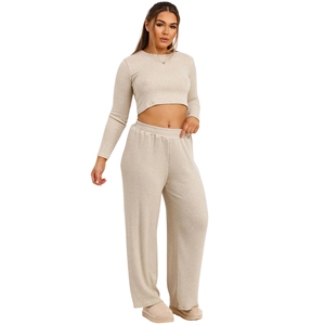 Pijama supersuave y cómodo con botones elegantes, Conjunto de pijama de punto de bambú, ropa de dormir de manga larga, cintura elástica delantera transpirable - Product Image 5