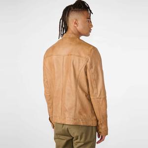 Veste en cuir camel véritable pour hommes-Cuir véritable de qualité supérieure avec style classique, parfaite pour les tenues décontractées, les tenues de motard - Product Image 3