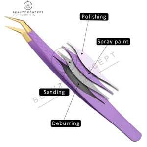 Ensemble de pinces à cils 10 pièces en acier inoxydable de haute qualité pour extensions de cils par Beauty Concept International - Product Image 6