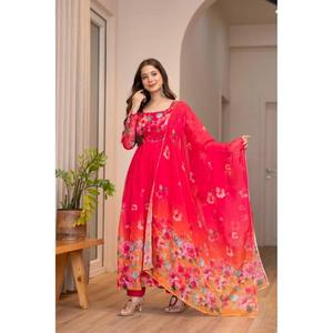 Presente todo nuevo moderno Lehenga Choli Real Modling ABRIC puro suave ligero Organza estampado Floral tela Interior Micro algodón - Product Image 1