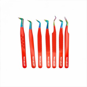 Pince à cils en acier inoxydable peinte en couleur personnalisée en gros grande quantité avec pointe en fibre lisse pince à cils avec logo personnalisé - Product Image 5